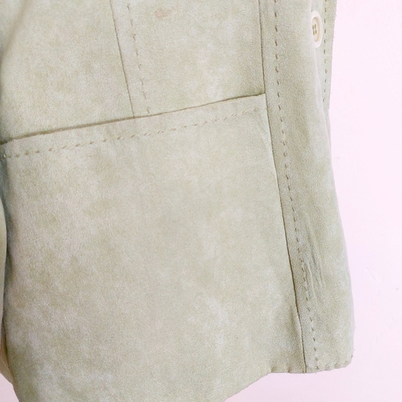 Vintage 90s Kim Rogers Chunky Stitch Lime Green Workwear Blazer Jacket - Picture 5 of 14